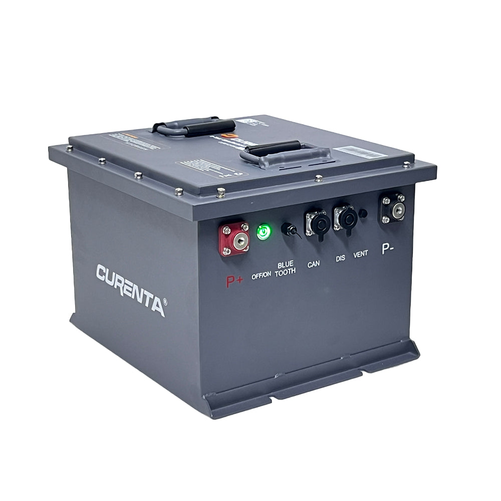CURENTA 48V 105Ah Mini-Sized Lithium Iron Golf Cart Battery 51.2V 105Ah Bluetooth LiFePO4 Battery 22A Fast Charger 2.8' Touch LCD Screen Conversion kit