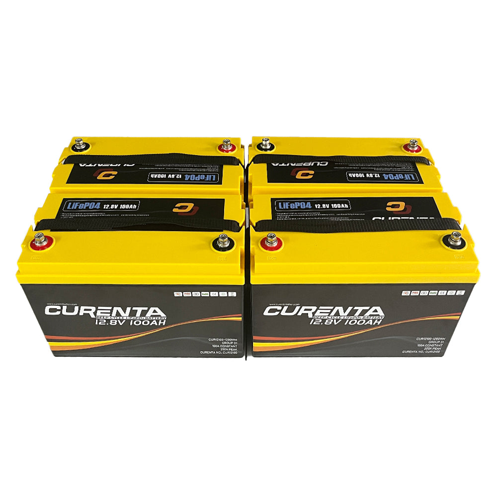 CURENTA 12V 100AH Solar Battery Rechargeable Lithium LiFePO4 Battery Pack for RVs Marine Camper Boat