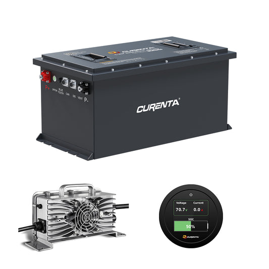 CURENTA 60.8V 105Ah Lithium Iron Golf Cart Battery 60.8V 105Ah Bluetooth 20A Fast Charger Touch  LCD Screen Conversion kit