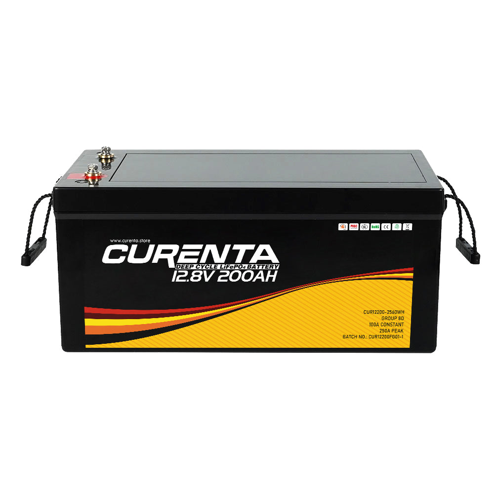 Curenta Marine/RV Rechargeable 12V 200Ah Lithium Iron Phosphate LiFePO4 Li-ion Battery - Curenta